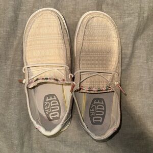 Hey Dude - women’s size 7 - cream - worn once. Perfect condition.